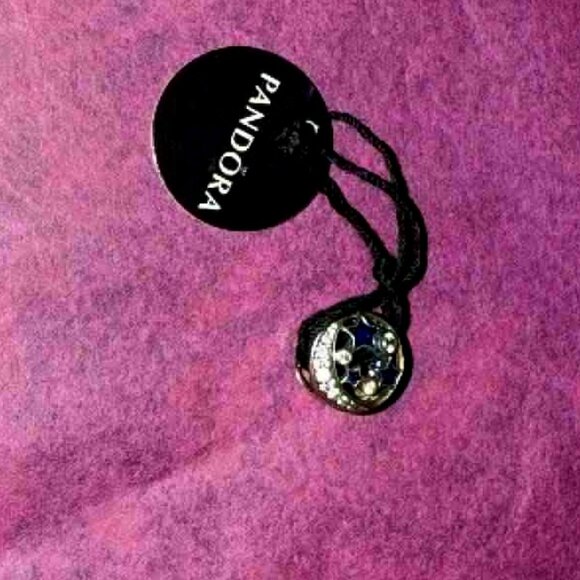 Pandora Night sky  Moon & Star Silver Charm w/Blue Enamel - NEW W/tag - Picture 2 of 3